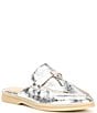 Color:Silver Distressed Leather - Image 1 - Lasail Metallic Leather Tassel Loafer Mules