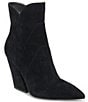 Color:Onyx Suede - Image 1 - Neena Suede Pointed Toe Block Heel Western Inspired Booties