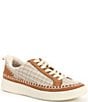 Color:Brown Multi Woven - Image 1 - Nicona Woven Mixed Leather Sneakers