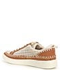 Color:Brown Multi Woven - Image 3 - Nicona Woven Mixed Leather Sneakers