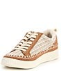 Color:Brown Multi Woven - Image 4 - Nicona Woven Mixed Leather Sneakers