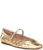 Color:Gold Distressed Leather - Image 1 - Reyes Distressed Leather Mary Jane Ballet Flats