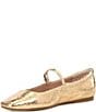 Color:Gold Distressed Leather - Image 4 - Reyes Distressed Leather Mary Jane Ballet Flats