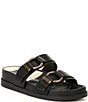Color:Onyx Leather - Image 1 - Soya Leather Buckle Detail Footbed Chunky Sandals