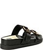 Color:Onyx Leather - Image 2 - Soya Leather Buckle Detail Footbed Chunky Sandals