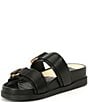 Color:Onyx Leather - Image 4 - Soya Leather Buckle Detail Footbed Chunky Sandals