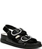 Color:Midnight Crinkle Patent - Image 1 - Starla Patent Leather Footbed Sandals
