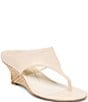 Dolce Vita Symon Leather Raffia Wedge Thong Sandals - Image 1