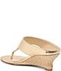 Dolce Vita Symon Metallic Lizard Embossed Leather Raffia Wedge Thong Sandals - Image 3