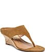 Dolce Vita Symon Suede Raffia Wedge Thong Sandals - Image 1
