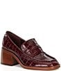 Color:Cabernet Embossed Leather - Image 1 - Talie Embossed Leather Slip On Loafers