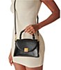 Color:Black - Image 4 - Tatum Structured Twist Leather Top Handle Crossbody Bag