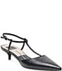 Dolce Vita Torena Leather T-Strap Pointed Toe Kitten Heel Pumps - Image 1