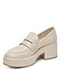Color:Ivory Leather - Image 3 - Yanni Leather Platform Penny Loafers