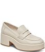 Color:Ivory Leather - Image 1 - Yanni Leather Platform Penny Loafers