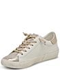 Color:White/Gold Leather - Image 3 - Zina Leather Snake Embossed Detail Sneakers