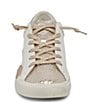 Color:White/Gold Leather - Image 4 - Zina Leather Snake Embossed Detail Sneakers
