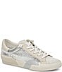 Color:Chrome Distressed Leather - Image 1 - Zina Metallic Leather Sneakers