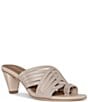 Color:Pale Gold - Image 1 - Alannis Woven Leather Toe Loop Sandals