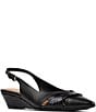 Donald Pliner Barbee Python Print Leather Pointed Toe Slingback Wedge Pumps - Image 1