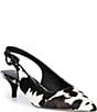 Donald Pliner Cowhair Slingback Pointed Kitten Heel Pumps - Image 1