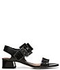 Color:Black - Image 2 - Vixi Crocodile Embossed Leather and Suede Buckle Detail Sandals