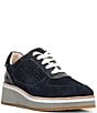 Color:Navy - Image 1 - Daisy Suede Wedge Lace-Up Sneakers