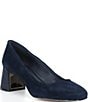 Donald Pliner Delite Suede Square Toe Block Heel Pumps - Image 1