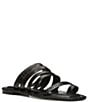 Color:Black - Image 1 - Emmaline Crocodile Print Accent Leather Toe Ring Slide Sandals