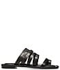Color:Black - Image 2 - Emmaline Crocodile Print Accent Leather Toe Ring Slide Sandals