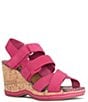 Color:Magenta - Image 1 - Fabelle Nubuck Wedge Sandals