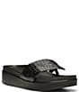 Color:Black - Image 1 - Fifi Crocodile Patent Leather Platform Thong Sandals