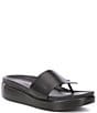 Color:Black - Image 1 - Fifi Leather Platform Wedge Thong Sandals