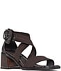 Color:Dark Brown - Image 1 - Helen Crepe Elastic Dress Sandals