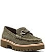 Color:Military Green - Image 1 - Helio Suede Hardware Detail Lug Sole Platform Loafers