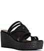 Color:Black - Image 1 - Ithaca Leather Platform Wedge Toe Ring Sandals