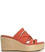 Color:Coral - Image 2 - Ithaca Suede Platform Wedge Toe Ring Sandals