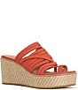 Color:Coral - Image 1 - Ithaca Suede Platform Wedge Toe Ring Sandals