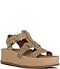 Color:Camel/Platinio - Image 1 - Jesmin Metallic Leather Platform Sandals