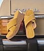 Color:Sungold - Image 6 - Jocelyn Suede Platform Cork Wedge Sandals