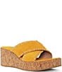 Color:Sungold - Image 1 - Jocelyn Suede Platform Cork Wedge Sandals