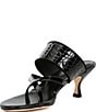 Color:Black - Image 4 - Louka Patent Leather Croco Embossed Slide Sandals