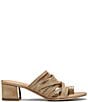 Color:Sand - Image 2 - Marlow Strappy Metallic Suede Toe Ring Block Heel Sandals