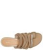 Color:Sand - Image 4 - Marlow Strappy Metallic Suede Toe Ring Block Heel Sandals