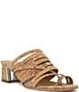 Color:Natural/Silver - Image 1 - Marlow Strappy Sparkle Cork Toe Ring Block Heel Sandals