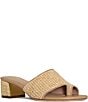 Color:Camel - Image 1 - Melros Raffia Banded Slide Sandals
