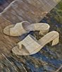 Color:Camel - Image 6 - Melros Raffia Banded Slide Sandals