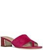 Color:Magenta - Image 1 - Melros Suede Toe Ring Block Heel Slide Sandals