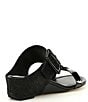 Color:Black - Image 3 - Ofelia Buckle Detail Printed Leather Cork Wedge Slides