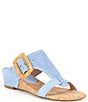 Color:Denim - Image 1 - Ofelia Suede Wedge Sandals